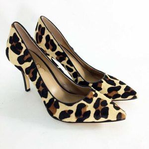 BCBG Paris Gaminkha Calf Cow Hair Fur Leopard Animal Pumps Heels Stilettos 7 B